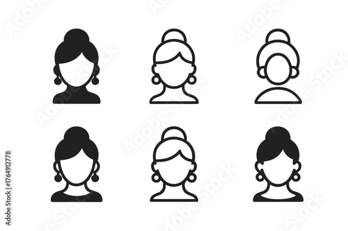 Abstract Accessories Icons. Personal Appearance. Set Logo of Accessories Icon: Filled silhouette, Minimal outline, Abstract geometric, Negative space, Stylized