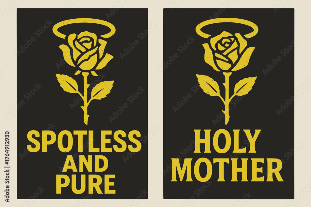 Fototapeta premium Rose Without Thorn. Rose Without Thorn. Two vertical A6 banners with safe margins, centered composition, no elements touching edges, brutalist, charcoal and