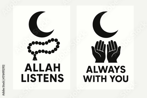 Faithful Banners Design. Faith. Two vertical A6 banners with safe margins, centered composition, no elements touching edges, flat vector design, black and