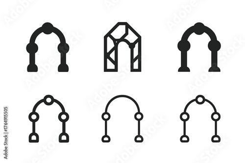 Networking Logo Variations. Professional networking. Set Logo of Professional networking: interlinked nodes forming doorway. harmonious logo variations of the