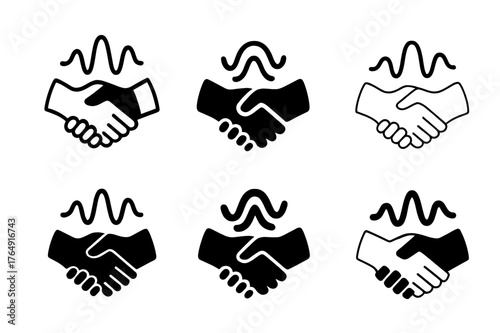Communication Logo Variations. Developing interpersonal communication skills. Set Logo of Developing interpersonal communication skills: handshake forming