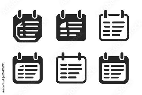 Creative Calendar Logos. Hanging calendars and planners for easy access. Set Logo of Hanging calendars and planners for easy access: wall-mounted schedule with