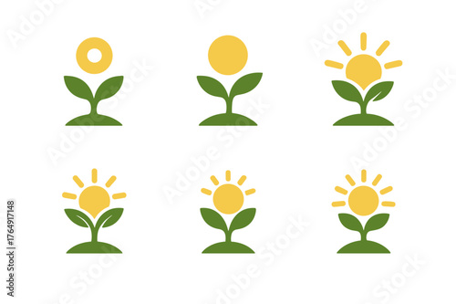 Resilience Logo Variations. Resilience. Set Logo of Resilience: Sprouting seed under sunlight. harmonious logo variations of the same emblematic concept, each