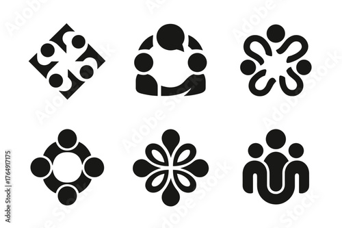 Interpersonal Skills Logos. Developing interpersonal communication skills. Set Logo of Developing interpersonal communication skills: group of people forming