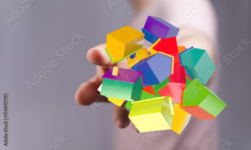 A person holding colorful m...