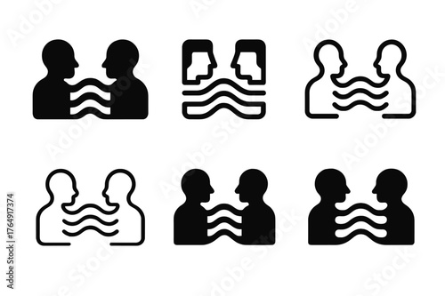 Interpersonal Skills Logos. Developing interpersonal communication skills. Set Logo of Developing interpersonal communication skills: two abstract silhouettes