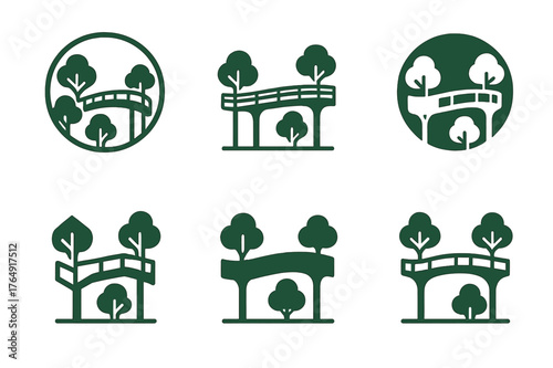 Urban Canopy Logos. Landscape architecture for urban regeneration. Set Logo of Landscape architecture for urban regeneration: Urban canopy walkway. harmonious