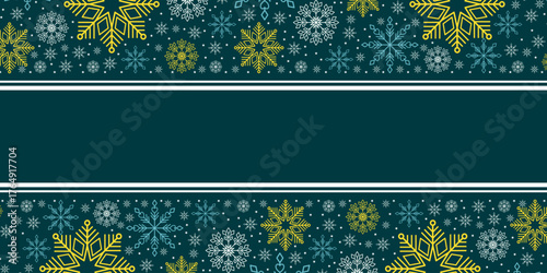 Green christmas background with snowflake. Vector eps