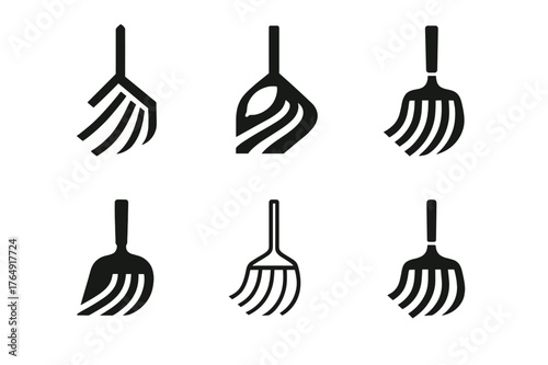 Raked Path Logos. Raking leaves. Set Logo of raked path lines: harmonious logo variations of the same emblematic concept, each with different