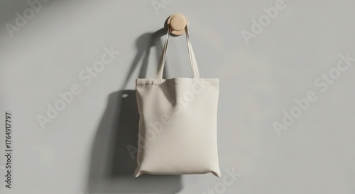 white leather tote bag, minimalist design, wooden handles, studio shot, high quality, photorealistic
