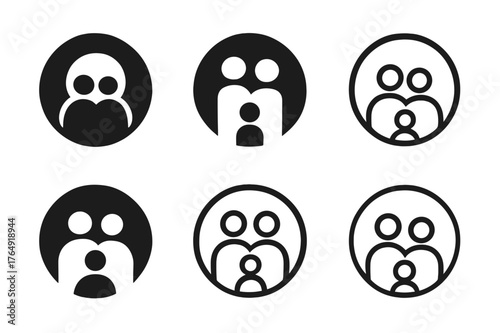 Employee Benefits Logos. Employee benefits. Set Logo of Employee benefits: Family silhouette circle. harmonious logo variations of the same emblematic concept,