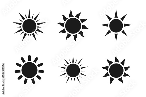 Eclipse Logo Variations. Astronomy and stargazing. Set Logo of solar eclipse corona: harmonious logo variations of the same emblematic concept, each with
