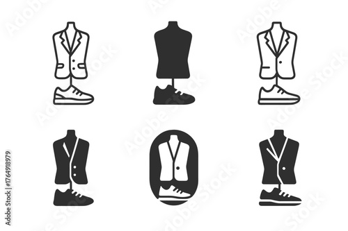 Vintage Meets Modern. A person mixing vintage clothing with modern fashion pieces for a unique look. Set Logo of A person mixing vintage clothing with modern