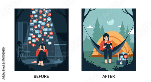 Escape digital overload for peaceful nature immersion and mindful reading, finding serenity away from constant notifications.