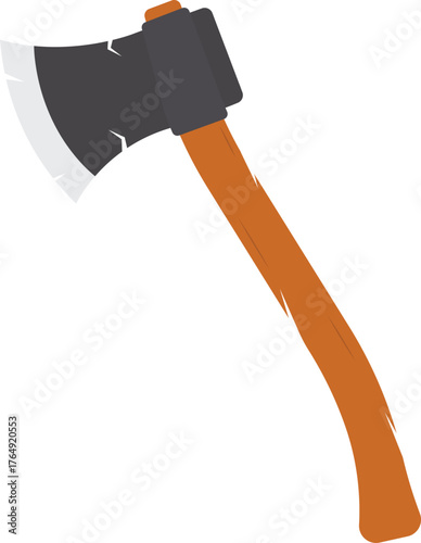 Worn Axe Flat Illustration. Clean Icon Design Element on Isolated White Background