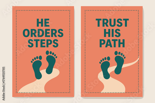Guided Path Banners. Guided Steps. Two vertical A6 banners with safe margins, centered composition, no elements touching edges, modern, coral and teal,