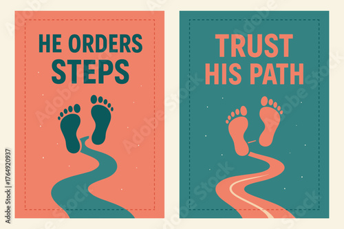 Guided Path Banners. Guided Steps. Two vertical A6 banners with safe margins, centered composition, no elements touching edges, modern, coral and teal,