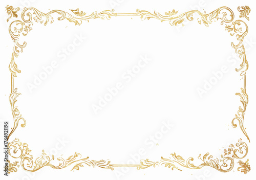 클래식하고 우아한 금색 장식 테두리 벡터 일러스트레이션은 고급스러운 초대장, 증명서, 또는 특별한 기념일 디자인에 품격을 더하는 완벽한 배경 요소입니다.