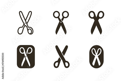 Diverse Vintage Logo Designs. Vintage and second-hand clothing. Set Logo of Vintage and second-hand clothing: Tailor's scissors. harmonious logo variations of