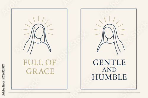 Grace & Humility Banners. Grace and Humility. Two vertical A6 banners with safe margins, centered composition, no elements touching edges, minimal, navy and