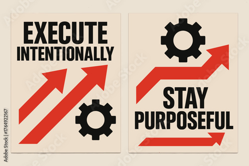 Brutalist Banners. Execute intentionally. Two vertical A6 banners with safe margins, centered composition, no elements touching edges, brutalist, black and