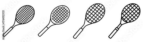 Collection of Lacrosse Crosse Line Art - Sports Equipment Vector Icons