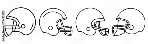 American Football Helmet Outline Icon Set - Vector for Sports and Team Logos