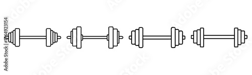 Weight Training Line Art Collection - Vector Icons for Workout and Bodybuilding