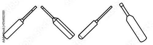 Cricket Bat Outline Icon Set - Vector Graphics for Sports and Championship Logos