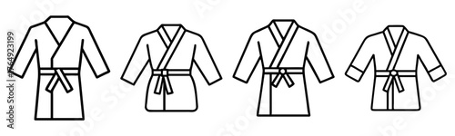 Martial Arts Uniform (Gi) Outline Icon Set - Vector for Judo and Karate