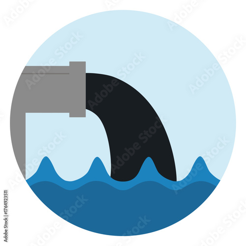 water pollution from industry.dirty waste water in the sea design vector icon flat isolated illustration
