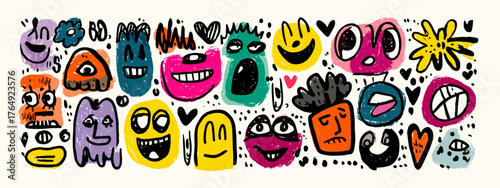 Colorful Abstract Faces and Shapes
