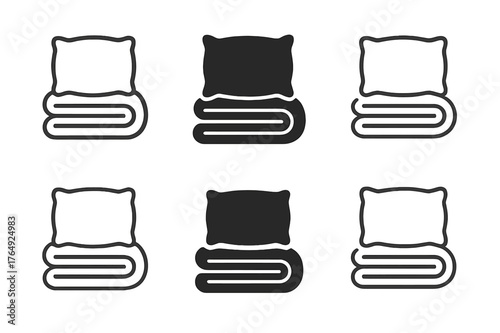 Bedding Logo Variations. Bedding design. Set Logo of Bedding design: layered pillow and blanket icons. harmonious logo variations of the same emblematic
