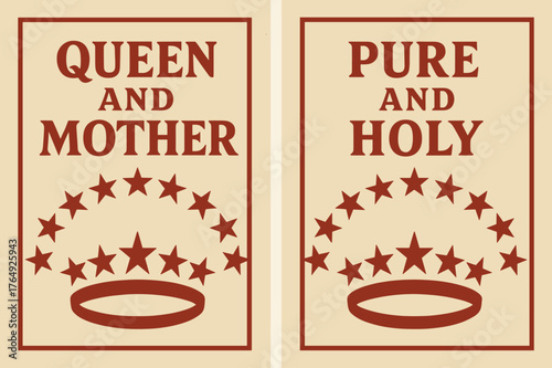 Crown of Stars Banners. Crown of Stars. Two vertical A6 banners with safe margins, centered composition, no elements touching edges, retro, red and beige,