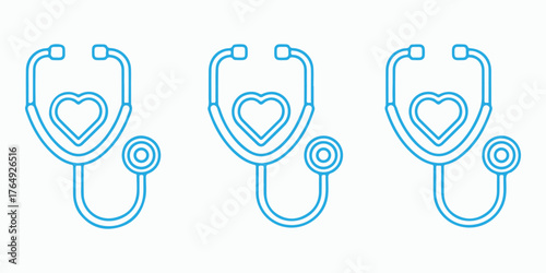 Illustration of stethoscopes with heart, symbolizing healthcare, love, and compassion in medicine, simple and modern design