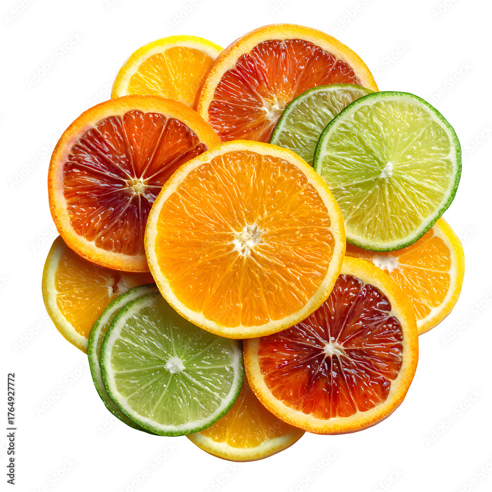 Obraz premium Citrus Fruit Slices isolated on transparent background