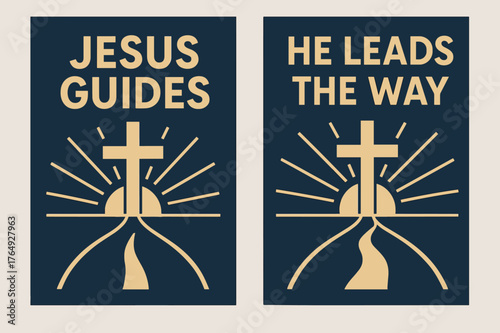 Divine Guidance Banners. Divine Guidance. Two vertical A6 banners with safe margins, centered composition, no elements touching edges, flat vector design, navy