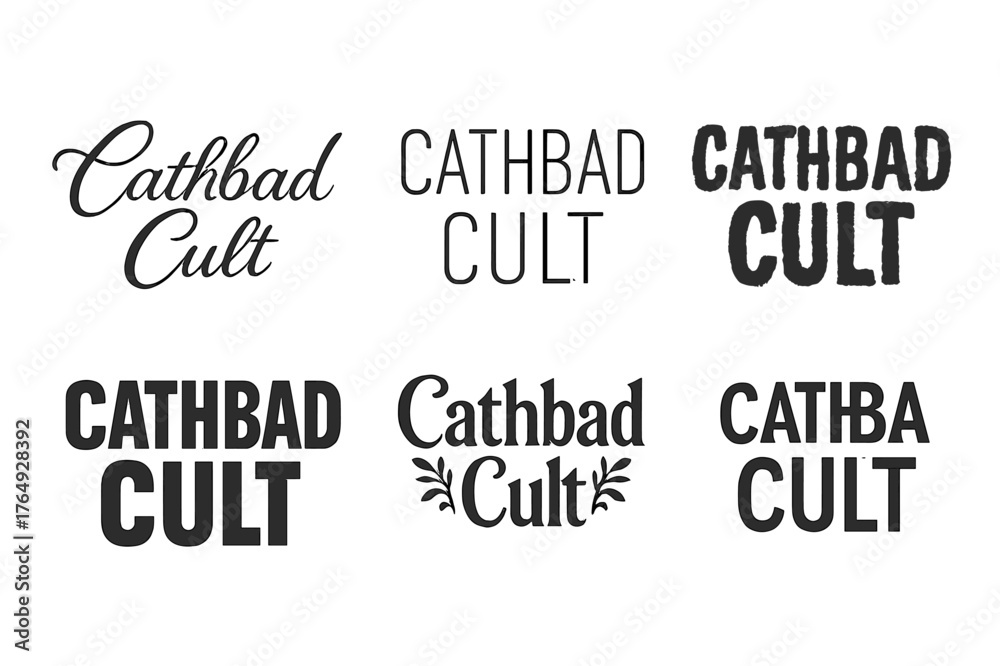 Obraz premium Cathbad Cult Lettering Variations. Cathbad Cult. Set lettering. harmonious lettering variations of the same emblematic concept, each with different artistic