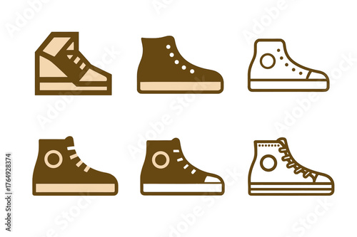 Vintage Sneaker Logos. Vintage and second-hand clothing. Set Logo of Vintage and second-hand clothing: Retro sneaker. harmonious logo variations of the same