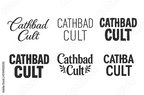 Cathbad Cult Lettering Variations. Cathbad Cult. Set lettering. harmonious lettering variations of the same emblematic concept, each with different artistic