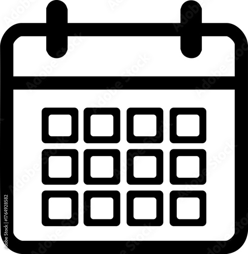 Calendar Icon in Flat Minimalist Style for Schedule, Planning, and Event Management Design