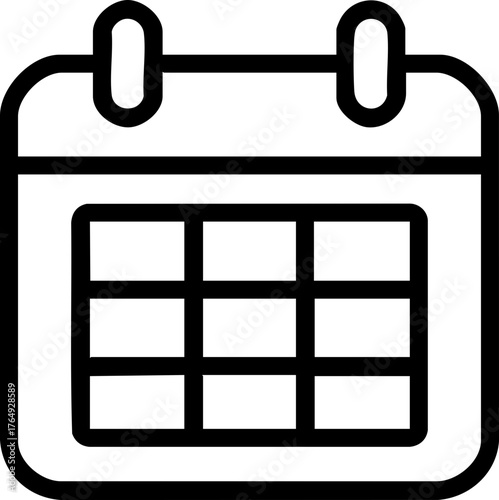 Calendar Icon in Flat Minimalist Style for Schedule, Planning, and Event Management Design