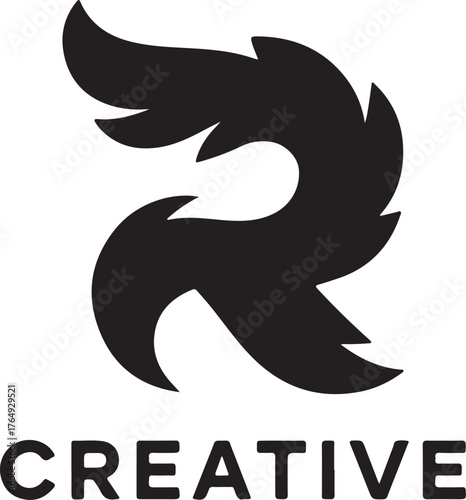 Abstract r letter logo mark with creative wordmark typography transparent background