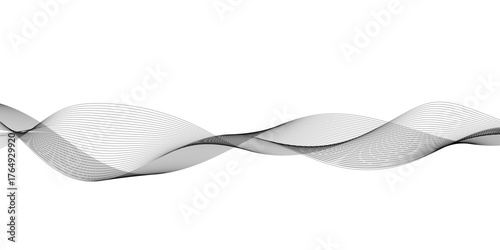 Abstract Gray wavy business and banner curve line background. Digital future technology concept. Line art striped graphic template, banner background. Vector illustration.	