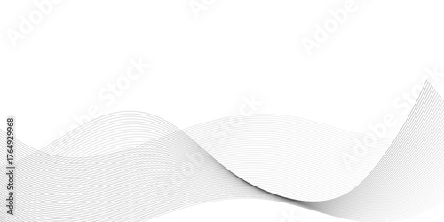 Abstract wavy white and grey curved lines on transparent background. Technology background, Design for brochure, flyer, banner, template, business wave lines background.	