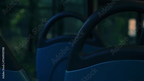 Bus journey through city interior 
