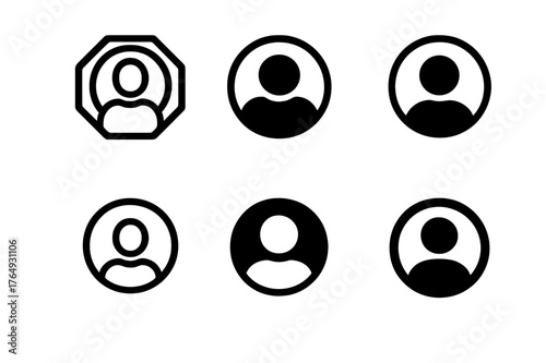 Diverse Logo Collection. Digital avatars. Set Logo of creator brand: signature with avatar circle. Icon set. harmonious logo variations of the same emblematic