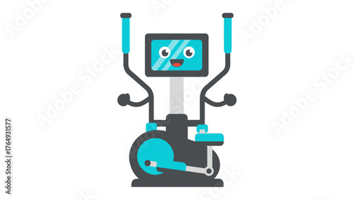 Friendly Elliptical Trainer: a cute cartoon elliptical trainer smiles warmly, radiating health, fitness, and vitality