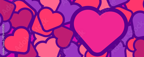 Pink and Purple Pop Art Heart Pattern Abstract Design
