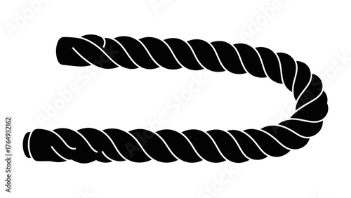 Coiled Rope Silhouette: A tightly wound rope is elegantly coiled, the thick cords creating a strong visual of texture and form.